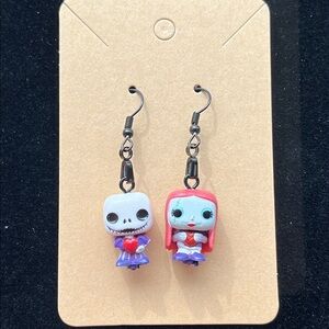 Nightmare Before Christmas Jack & Sally Valentine’s Day Themed Earrings NIP